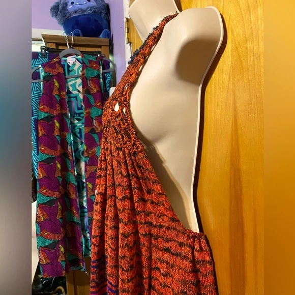 FINAL PRICE NWT,Free People Rare Heart crochet sweater dress,red/multi size S - Picture 7 of 15